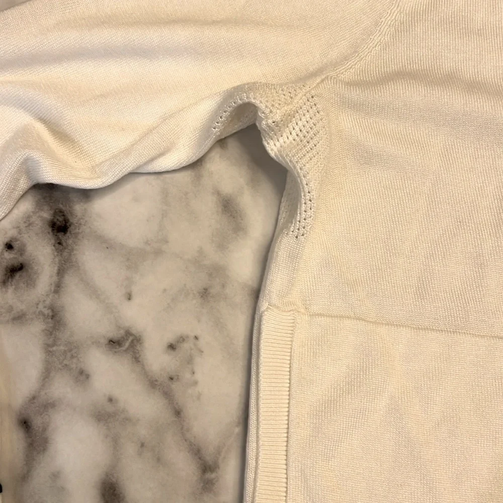 Athleta Lightweight Wool Blend Cardigan Sweater Womens Small White V Neck Knit - Picture 4 of 7